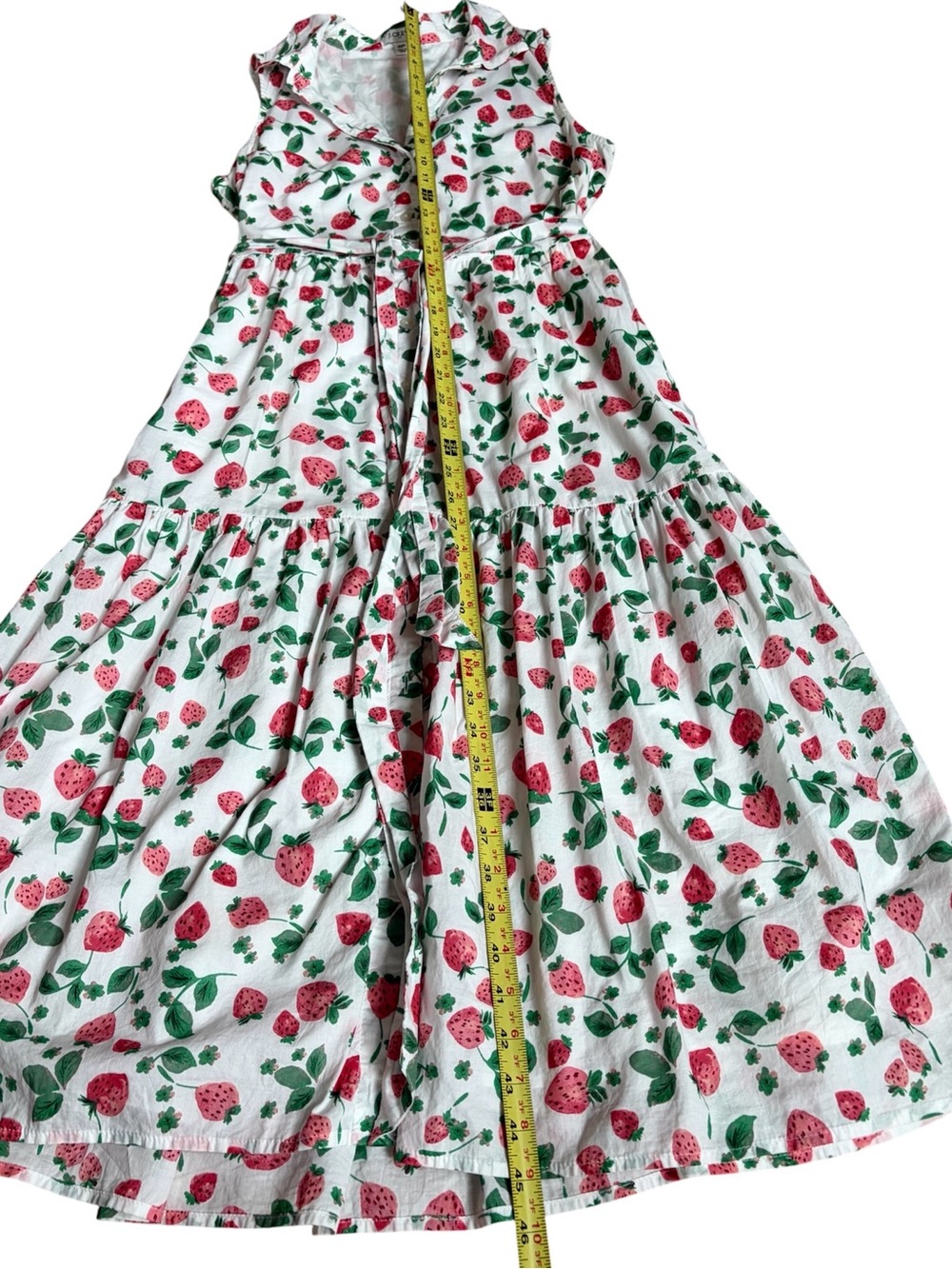 J. Crew Strawberry Print Sleeveless Midi Cotton Shirt Dress Button A Line 6P - Picture 9 of 11